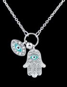 Romwe Silver With Diamond Eye Necklace