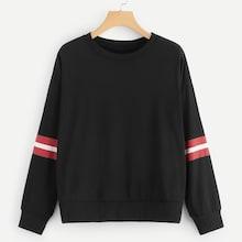 Romwe Contrast Tape Pullover