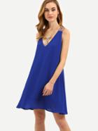 Romwe Royal Blue Crisscross Sleeveless Dress