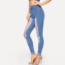 Romwe Destroyed Ripped Bleach Wash Jeans