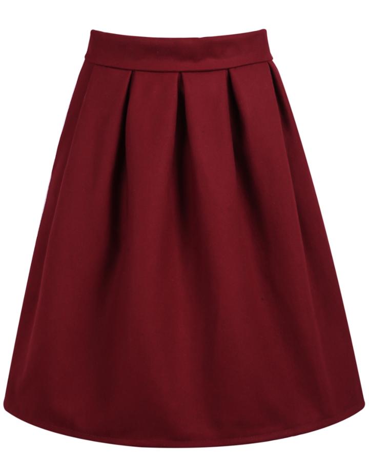 Romwe High Waist Wine Red Skirt
