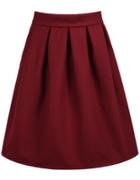Romwe High Waist Wine Red Skirt