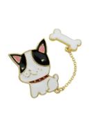 Romwe White Enamel Bone Dog Brooch