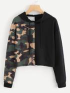 Romwe Color Block Camo Print Hoodie
