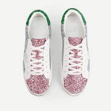 Romwe Sequin Decor Lace-up Trainers
