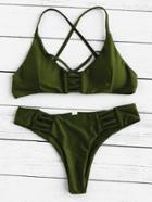 Romwe Criss Cross Detail Bikini Set