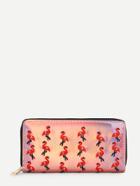 Romwe Embroidered Flamingo Overlay Wallet