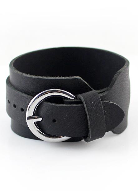 Romwe Vintage Black Leather Bracelet