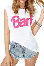 Romwe Letters Print Round Neck Sleeveless White T-shirt