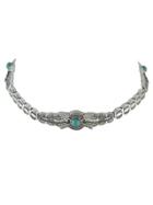Romwe Silver Design Turquoise Metal Choker Necklaces