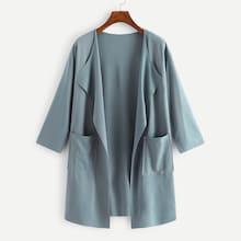 Romwe Waterfall Neck Pocket Detail Outerwear