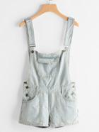 Romwe Button Detail Denim Pinafore Romper