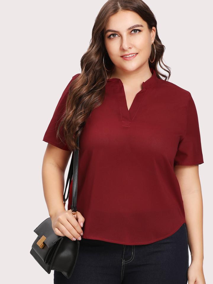 Romwe High Low Curved Hem Top