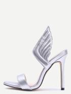 Romwe Silver Wings Stiletto High Heels