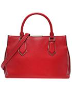 Romwe Red Metal Embellished Pu Tote Bag