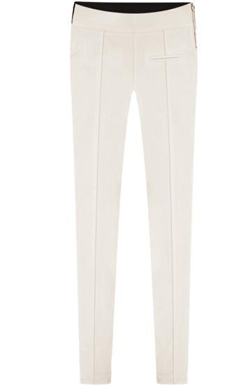 Romwe Zipper Elastic Slim White Pant