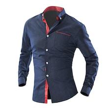 Romwe Men Color Block Trim Polka Dot Shirt