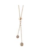 Romwe Rose Gold Color Rhinestone Thin Chain Necklace