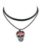 Romwe Colorful Fashion Skull Pendant Necklace