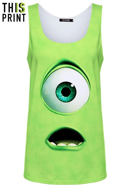 Romwe This Is Print Green Monster Print Vest