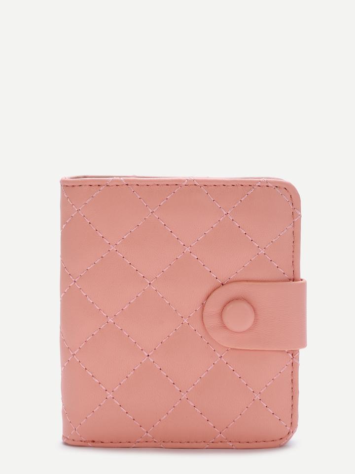 Romwe Pink Fold Snap Button Wallet