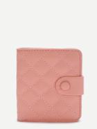 Romwe Pink Fold Snap Button Wallet