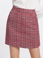Romwe Zip Back Tweed Skirt