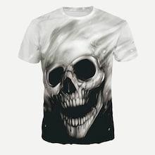 Romwe Guys Halloween Skeleton Print Tee