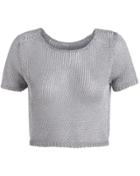 Romwe Short Sleeve Knit Crop Top