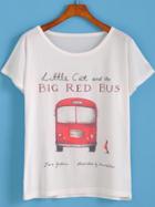 Romwe Bus Print Loose T-shirt