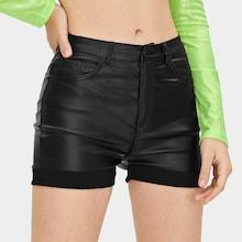 Romwe Pocket Detail Pu Shorts