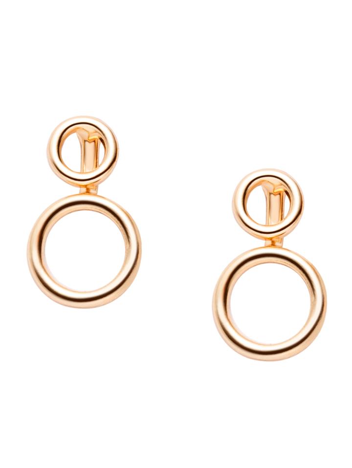 Romwe Gold Plated Hollow Circle Stud Earrings