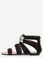 Romwe Black Peep Toe Caged Cut Out Gladiator Sandals