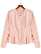 Romwe Round Neck Ruffle Crop Coat