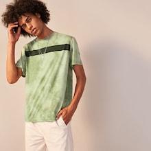 Romwe Guys Striped Detail Tie Dye Top