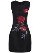 Romwe With Sequined Rose Embroidered Black Dress