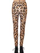 Romwe Yellow Leopard Print Slim Legging