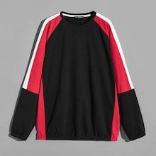 Romwe Guys Color-block Raglan Sleeve Pullover