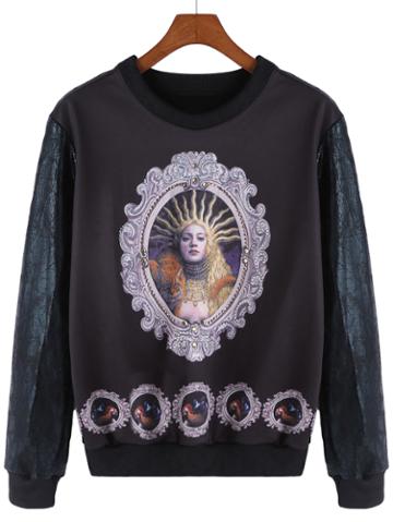 Romwe Beauty Print Diamond Sweatshirt