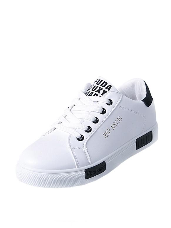 Romwe Lace Up Slogan Sneakers