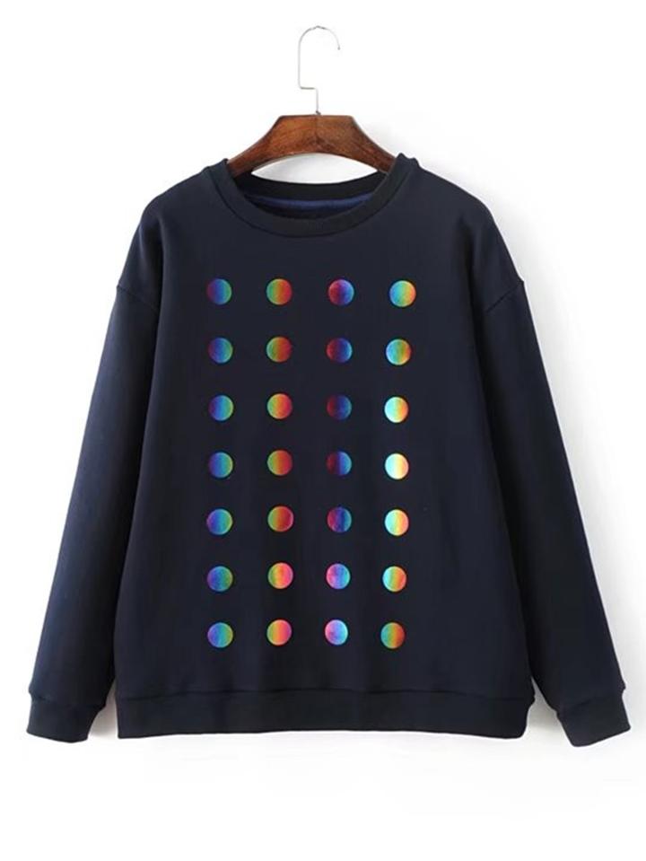 Romwe Metallic Dot Print Sweatshirt