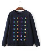 Romwe Metallic Dot Print Sweatshirt