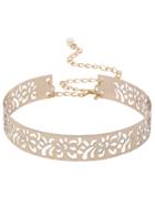 Romwe Gold Cutout Metal Belt With Chain And Clasp Closure