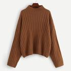 Romwe Plus Drop Shoulder Ribbed Knit Jumper