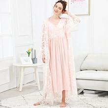 Romwe Embroidered Mesh Night Dress With Robe