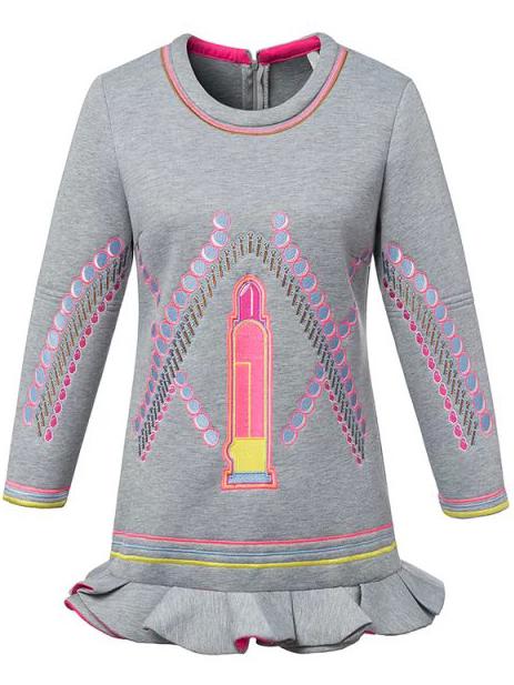 Romwe Lipstick Embroidered Peplum Hem Dress