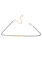 Romwe Black Metal Ball Beaded Skinny Choker Necklace