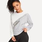 Romwe Two Tone Contrast Sequin Pullover