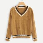 Romwe Contrast Striped Side Sweater