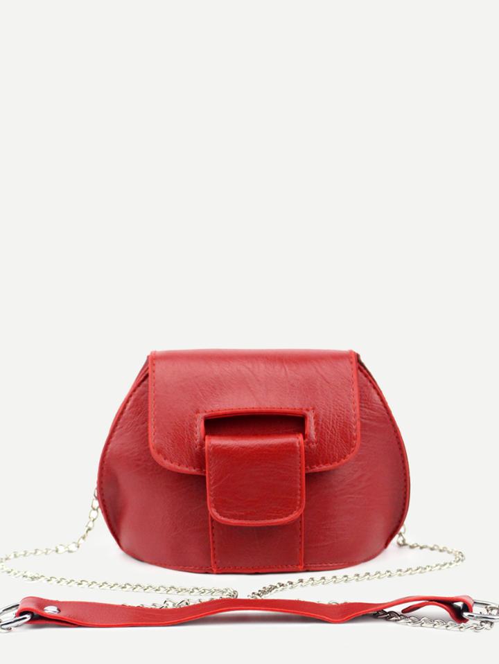 Romwe Red Cutout Fold Over Strap Closure Crossbody Bag